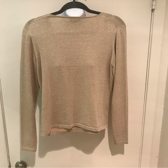 ANN TAYLOR GOLD SPARKLY LONG SLEEVE/ PULLOVER TSHIRT / SWEATER/ TOP - Picture 8 of 9